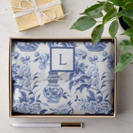 Papel De Seda Monograma Chinoiserie Azul