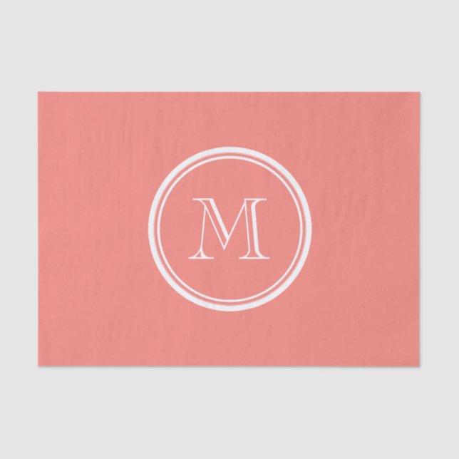 Papel De Seda Monograma Coral Cor-de-ponta Rosa Inicial (Frente )