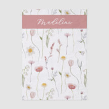 Monograma de Aquarela de Flor Silvestre Rosa Empoe