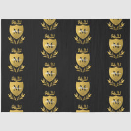 Papel De Seda Monograma de blindagem Real Black & Dourada