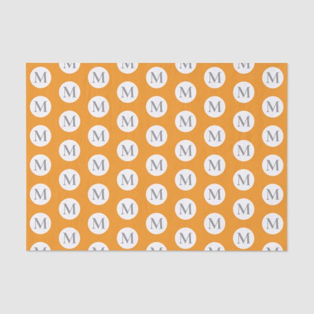 Papel De Seda Monograma de Bolinhas Laranja (Frente )