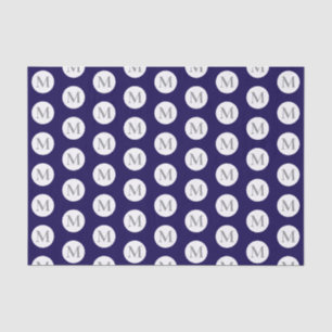 Papel De Seda Monograma de Bolinhas marinho Azul