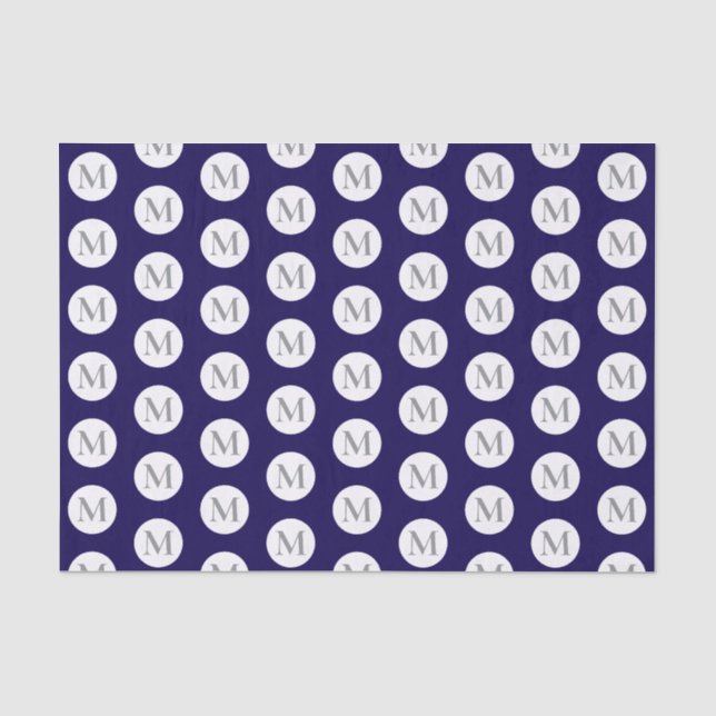 Papel De Seda Monograma de Bolinhas marinho Azul (Frente )