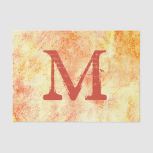Papel De Seda Monograma de Ferrugem Amarelo-Pálida de Textura Ru