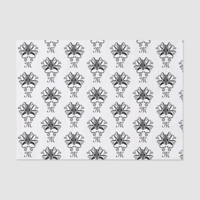 Papel De Seda Monograma de Lulas de cinza (Frente )