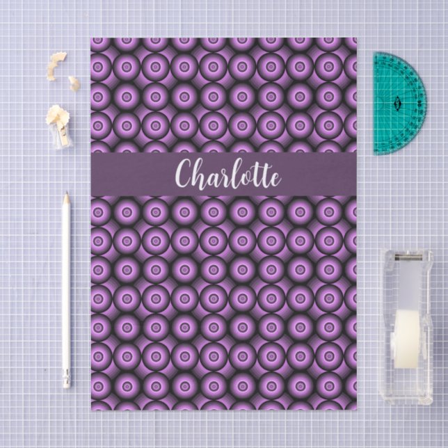 Papel De Seda Monograma de nome em círculo roxo moderno de meado (Arte )