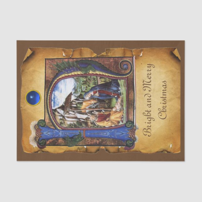 PAPEL DE SEDA MONOGRAMA DE PARCHES DE NATAL DE NATIVIDADE (Frente )