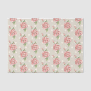 Papel De Seda Monograma de Rosas e Pontos Rosa bonito