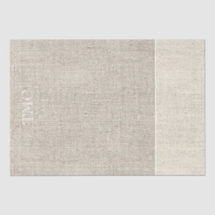 Papel De Seda Monograma de Tecido de Linen com bege Neutro com D