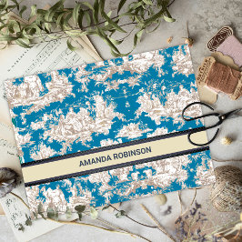 Papel De Seda Monograma de Torquoise Azul de Jouy