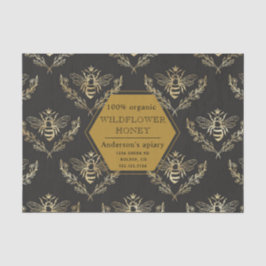 Papel De Seda Monograma Dourado da Rainha Bee Apiary