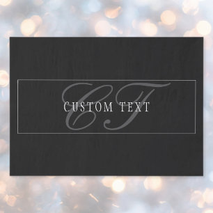 Papel De Seda Monograma Elegant Script Editável Preto Cinza Bran
