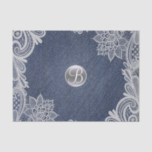 Papel De Seda Monograma Elegante de Glama Russo de Denim & Lace