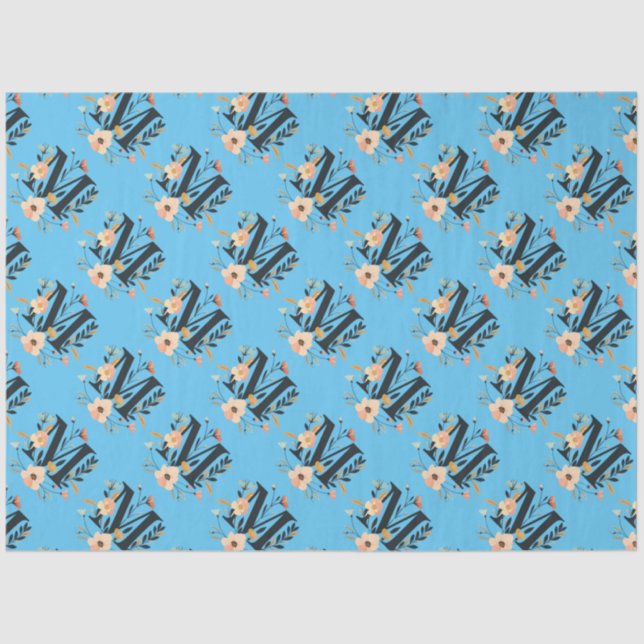 Papel De Seda Monograma Elegante design - Letra M padrão 1 (Frente )