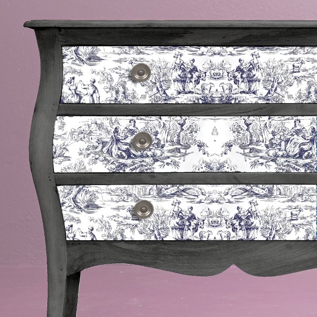 Papel De Seda Monograma floral preto de jouy (Criador carregado)