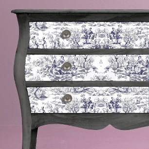Papel De Seda Monograma Floral Toile De Jouy Preto Vintage