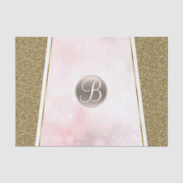 Papel de Seda Monograma Inicial Brilho Glitter Ros