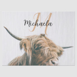 Papel De Seda Monograma inicial do retrato das vacas altas