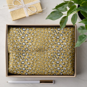 Papel De Seda Monograma moderno de impressão de chic gold chetah
