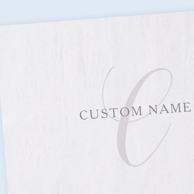 Papel De Seda Monograma Moderno Elegante | Cinzas e Branco (edit (Criador carregado)