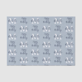 Papel De Seda Monograma Nome Padrão inicial Feliz Aniversário Az