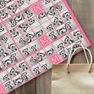 Papel De Seda Monograma Personalizado de Colagem de Fotos do Ins