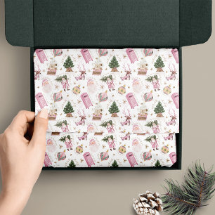 Papel De Seda Monograma Personalizado de Natal Retroativo Papais