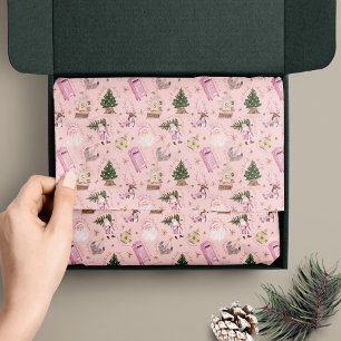 Papel De Seda Monograma Personalizado de Natal Retroativo Papais
