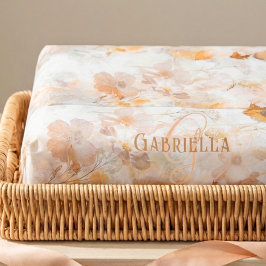Papel De Seda Monograma Personalizado Floral Elegante Aquarela