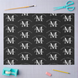 Papel De Seda Monograma Preto de Natal Personalizado