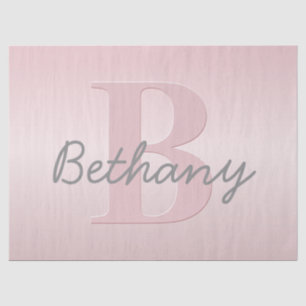 Papel De Seda Monograma Rosa Personalizável e Script de Nome