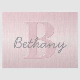 Papel De Seda Monograma Rosa Personalizável e Seu Script De Nome