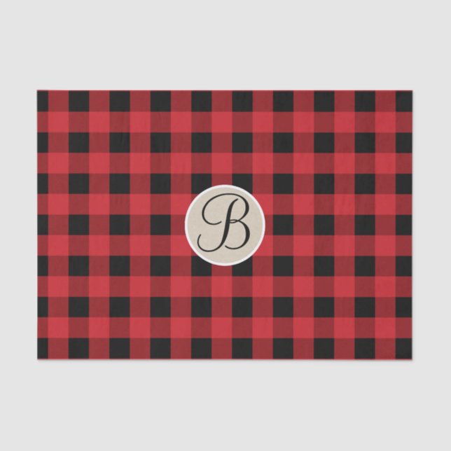 Papel De Seda Monograma Russo do Verificador de Xadrezes Preta V (Frente )