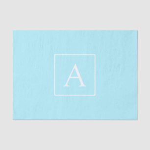 Papel De Seda Monograma simples dos azul-céu