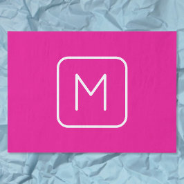 Papel De Seda Monograma Simples e Moderno Inicial | Rosa e Branc