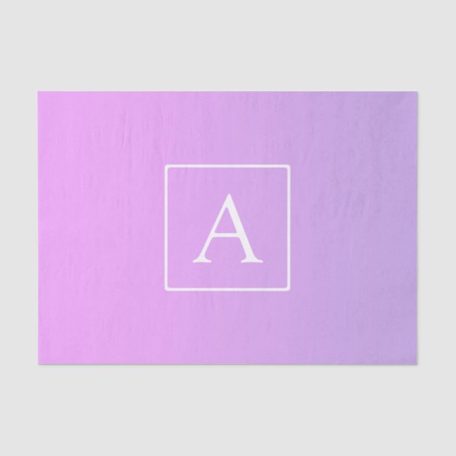 Papel De Seda Monograma Simples | Ombre Rosa/Roxo Sutil (Frente )