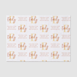 Papel De Seda Monograma Terracotta Pattern Bridesmaid Obrigados 