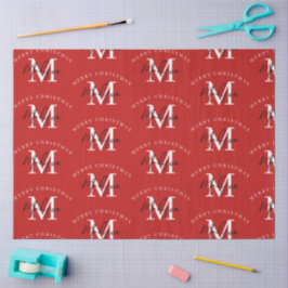 Papel De Seda Monograma Vermelho de Feliz Natal Personalizado