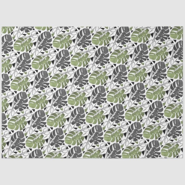 Papel De Seda Monstera impressão tropical deixa tesoura exo selv (Frente )