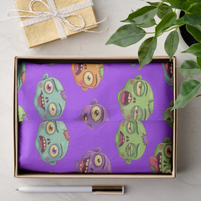 Papel De Seda Monstros Divertidos Zumbis Para o Halloween (Presente)