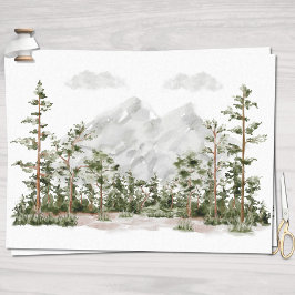 Papel De Seda Montanha e Floresta em Aquarela