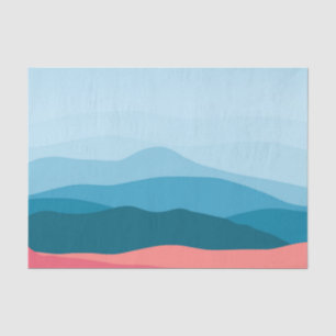 Papel De Seda Montanhas Cor-de-rosa Azul Abstrato moderno Pastel