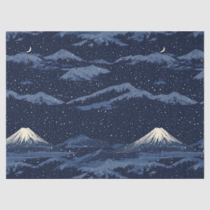Papel De Seda Montanhas de Neve Azul ao Luar Padrão Celestial