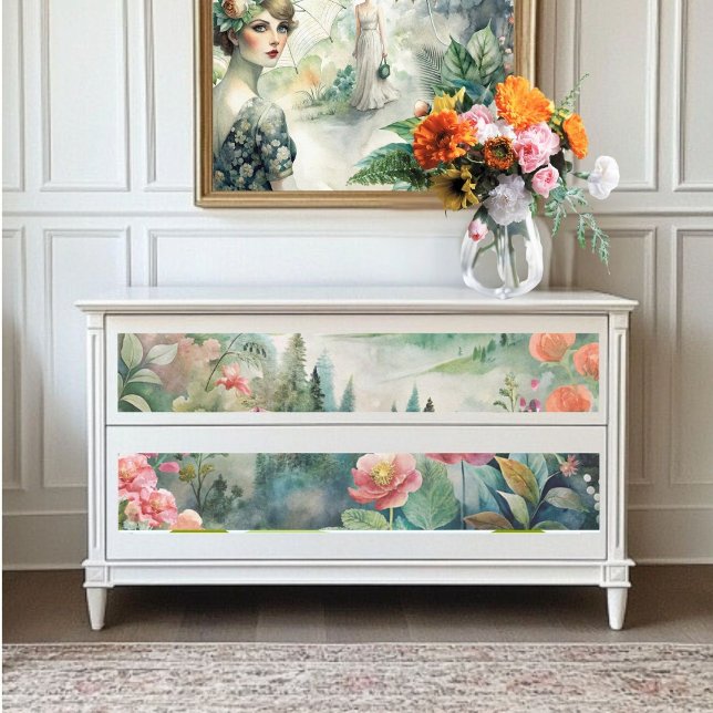 Papel De Seda Montanhas e Flores: Decoupage de Aquarela (Criador carregado)