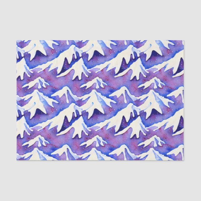 Papel De Seda Montanhas Retro Snowy Purple (Frente )