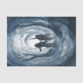 Papel De Seda Moody blue watercolor Deusas da Lua