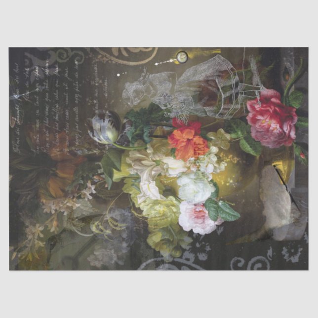 Papel De Seda Moody Dutch Floral | Desligamento da Ephemera Fran (Frente )