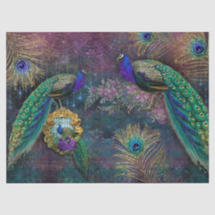 Papel De Seda Moody Elegant Peacock Feather Glitter Decoupage