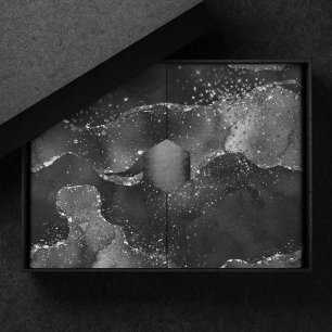 Papel De Seda Moody Onyx Agate   Gótico Elegante Black Silver G
