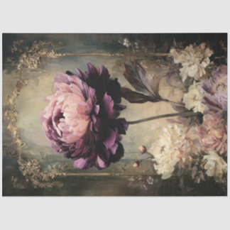 Papel De Seda Moody Purple Peony Vintage Decoupage Print Paper